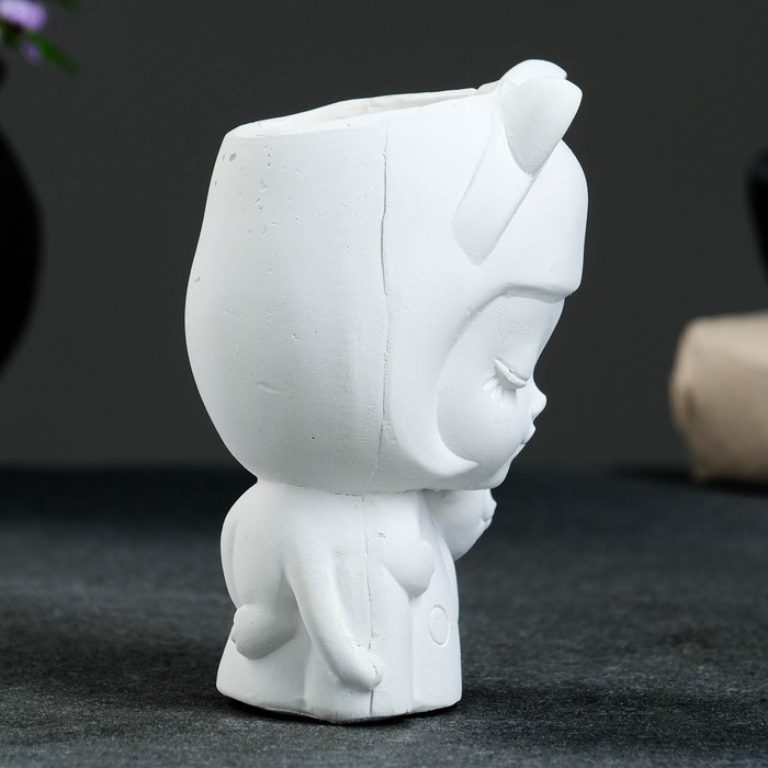 фото Кашпо - органайзер "девочка с ушками" белая, 7,5х12х7,5см хорошие сувениры