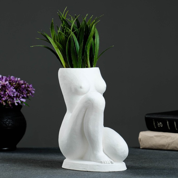 Кашпо - ваза "Женское тело" белое, 18,7см