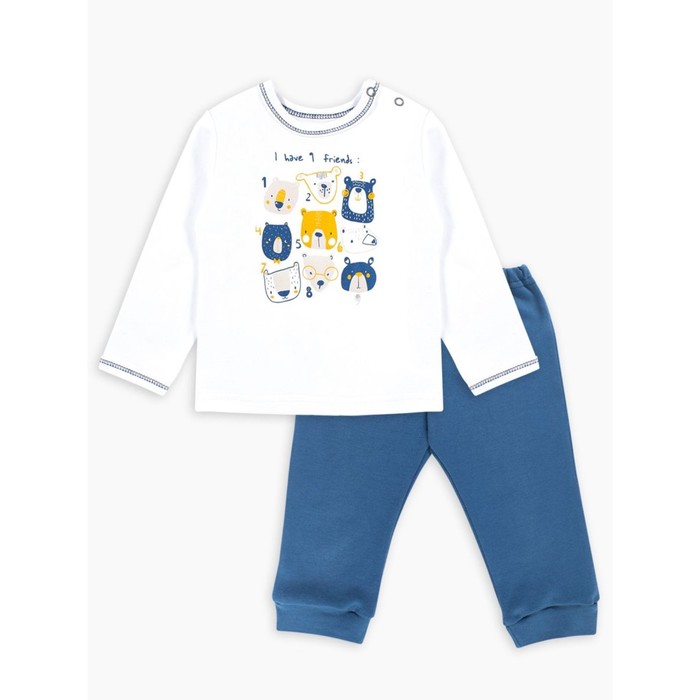 фото Комплект для новорожденных: фуфайка, штанишки, рост 86 см, цвет индиго веселый малыш