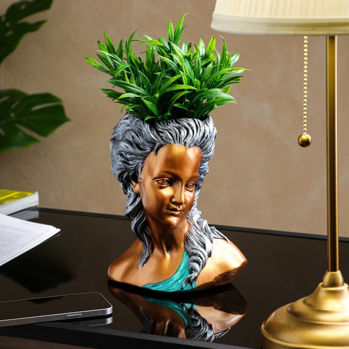 Кашпо "Голова", бронза, бирюзовый, 21х14х17 см, 1 л
Кашпо "Голова", бронза, бирюзовый, 21х14х17 см, 1 л