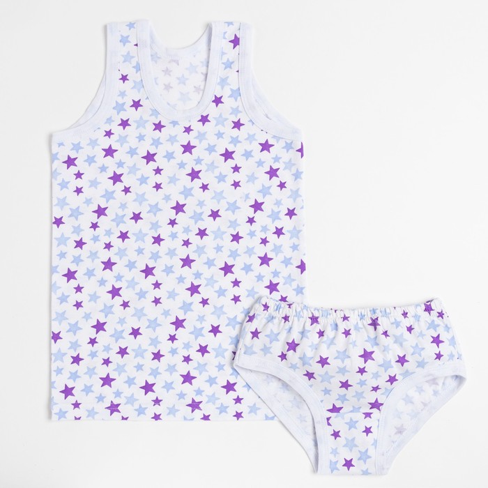 Комплект для девочки (майка, трусы), цвет белый/звёзды, рост 104-110 см
Комплект для девочки (майка, трусы), цвет белый/звёзды, рост 104-110 см