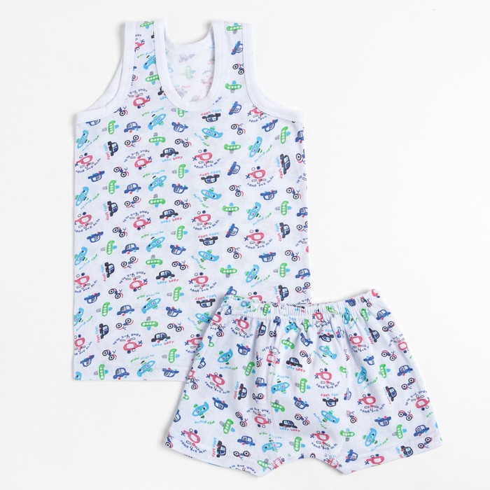 Комплект для мальчика (майка, трусы-боксеры), белый/машинки, рост 80-86 см 
Комплект для мальчика (майка, трусы-боксеры), белый/машинки, рост 80-86 см