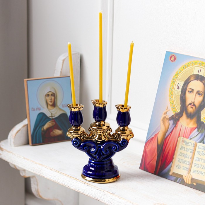 Подсвечник "Тройной", синий, керамика, 9 см
Подсвечник "Тройной", синий, керамика, 9 см
