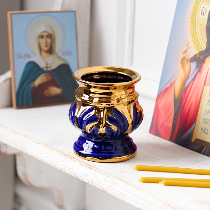 Потир церковный, синий, керамика, 8.5 см
Потир церковный, синий, керамика, 8.5 см