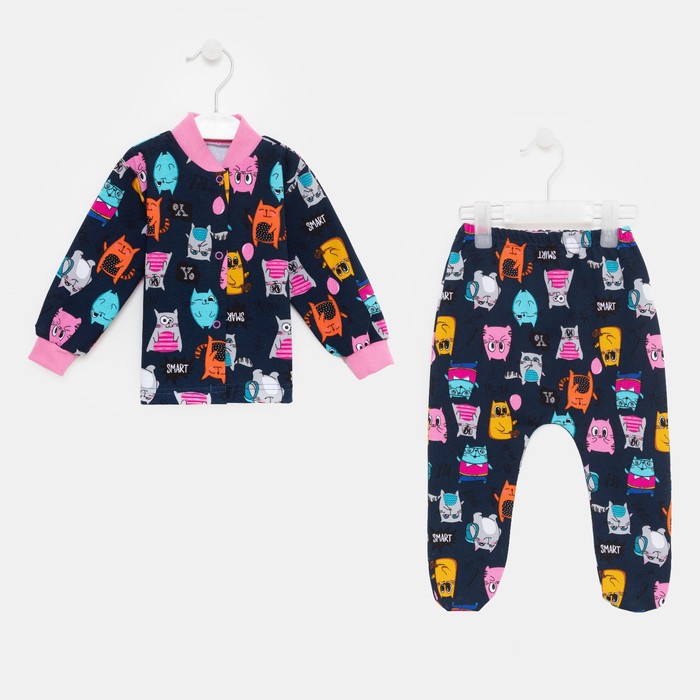 Комплект детский (кофточка, ползунки), цвет тёмно-синий/кошки, рост 62 см
Комплект детский (кофточка, ползунки), цвет тёмно-синий/кошки, рост 62 см