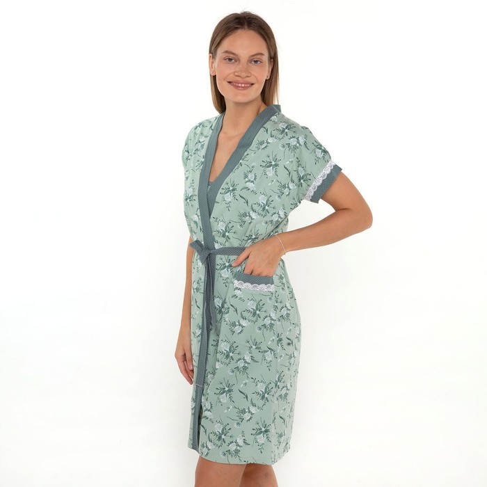 Комплект женский (ночная сорочка, халат), цвет зеленый, р-р 44
Комплект женский (ночная сорочка, халат), цвет зеленый, р-р 44