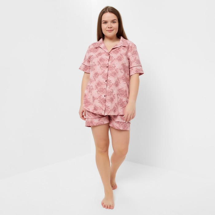 Пижама женская (рубашка/шорты), цвет розовый, размер 56
Пижама женская (рубашка/шорты), цвет розовый, размер 56