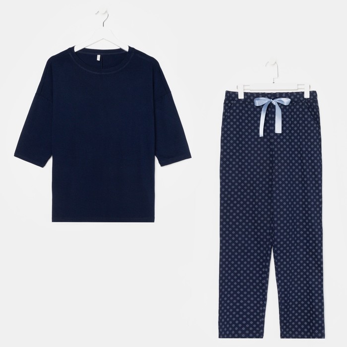 Комплект домашний женский (лонгслив/брюки), цвет синий, размер 52
Комплект домашний женский (лонгслив/брюки), цвет синий, размер 52