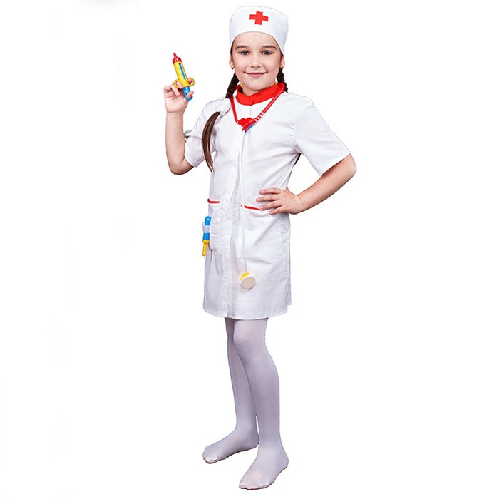 Набор «Доктор» 6 пред.: халат, колпак, стетоскоп, очки, шприц, градусник 
Набор «Доктор» 6 пред.: халат, колпак, стетоскоп, очки, шприц, градусник