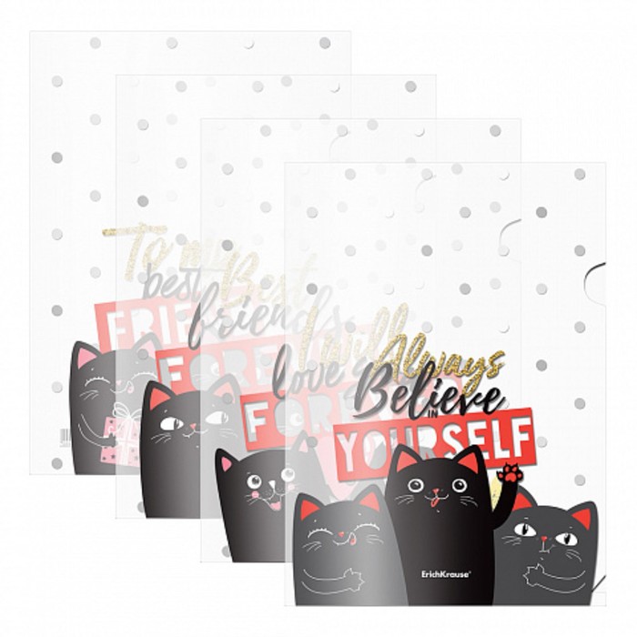 Папка-уголок А4, 180 мкм, ErichKrause Feline Friends, полупрозрачная, набор 4 шт., глянцевая, с принтом, микс
Папка-уголок А4, 180 мкм, ErichKrause Feline Friends, полупрозрачная, набор 4 шт., глянцевая, с принтом, микс