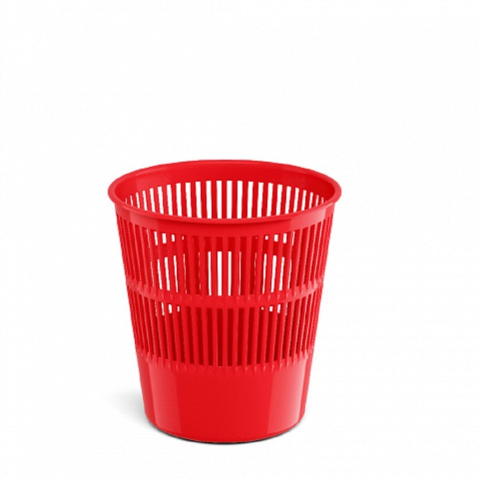 фото Корзина для бумаг и мусора erichkrause classic, 9 литров, пластик, сетчатая, красная