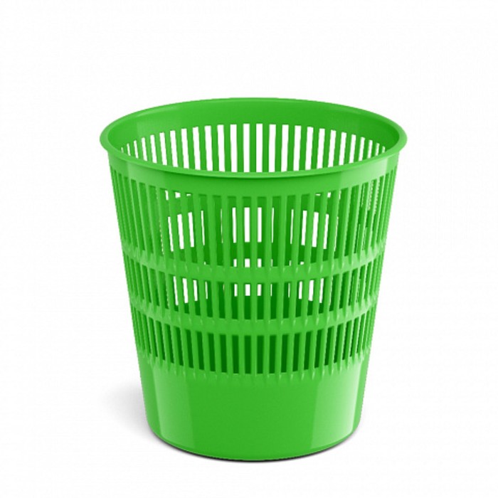 фото Корзина для бумаг и мусора erichkrause neon solid, 12 литров, пластик, сетчатая, зеленый неон