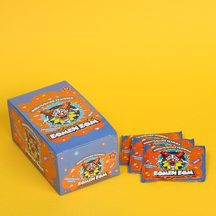 Конфета взрывающаяся "Бомбибом" апельсин, с жевательной резинкой, 3 г
Конфета взрывающаяся "Бомбибом" апельсин, с жевательной резинкой, 3 г