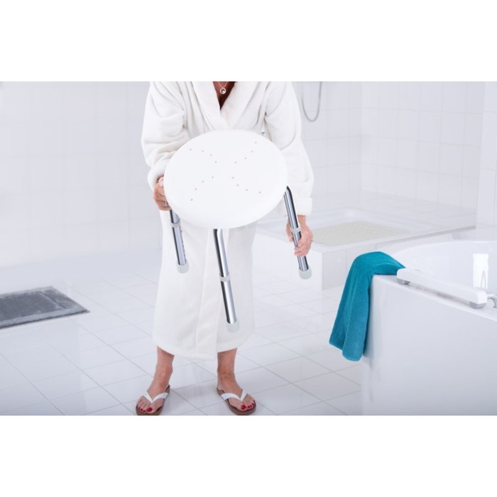 фото Табурет для ванной комнаты с регулируемой высотой go, белый ridder