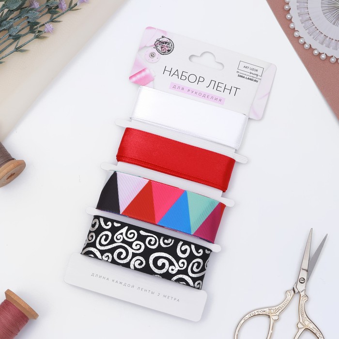Набор лент «Геометрия и узоры», 20/25 мм, 2 м, 4 шт , цвет разноцветный 
Набор лент «Геометрия и узоры», 20/25 мм, 2 м, 4 шт , цвет разноцветный