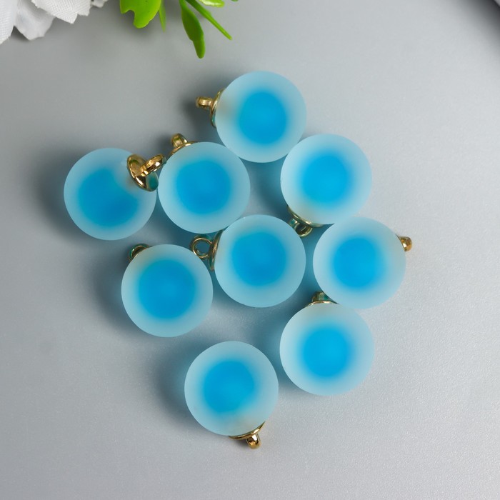 фото Подвеска для творчества акрил "шар" матовый голубой 2,1х1,6 см арт узор