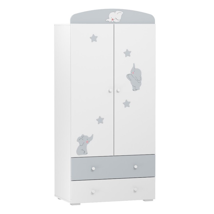 Шкаф двустворчатый для одежды Лилу, Слоники, 902x540x1950, Белый/Серый
Шкаф двустворчатый для одежды Лилу, Слоники, 902x540x1950, Белый/Серый