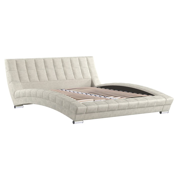 фото Кровать оливия, 1600х2000, ортопедическое основание, дарлинг айвори/светлый серо-бежевый моби