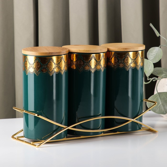 Набор банок для сыпучих продуктов «Изумруд», на металлической подставке, 500 мл, 3 шт
Набор банок для сыпучих продуктов «Изумруд», на металлической подставке, 500 мл, 3 шт