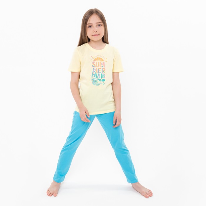 Пижама для девочки, цвет бежевый/голубой, рост 128
Пижама для девочки, цвет бежевый/голубой, рост 128