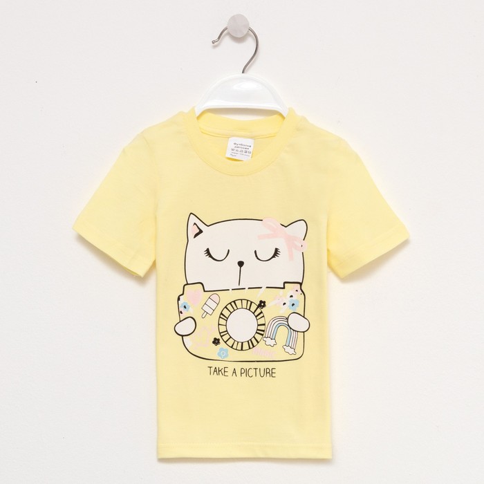 Футболка для девочки, цвет св.жёлтый/пончик, рост 98-104 см
Футболка для девочки, цвет св.жёлтый/пончик, рост 98-104 см