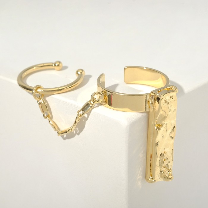 Кольцо "Тренд" двойное на цепочке, цвет золото, безразмерное 
Кольцо "Тренд" двойное на цепочке, цвет золото, безразмерное