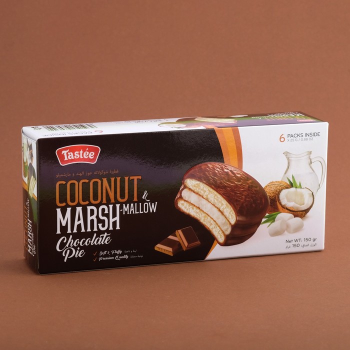 Печенье «Tastee Чокопай», сo вкусом кокоса, 150 г
Печенье «Tastee Чокопай», сo вкусом кокоса, 150 г