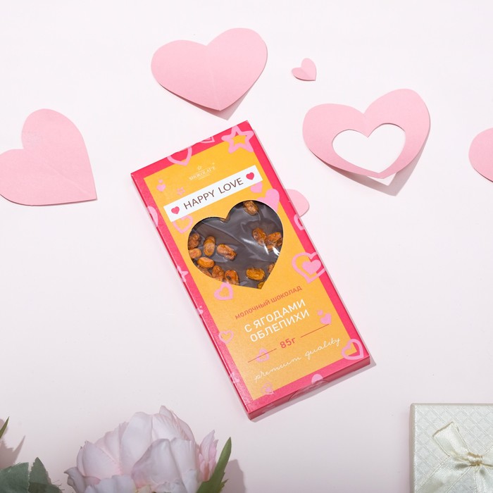 Шоколад молочный «Happy love», с ягодами облепихи, 85 г
Шоколад молочный «Happy love», с ягодами облепихи, 85 г