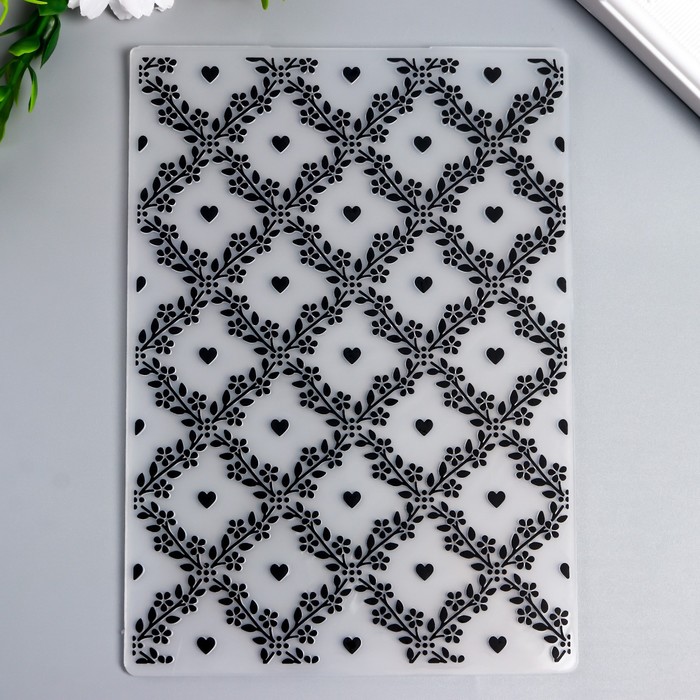 Трафарет для эмбосcирования пластик "Сердечки в ромбах" 17,8х12,7 см
Трафарет для эмбосcирования пластик "Сердечки в ромбах" 17,8х12,7 см