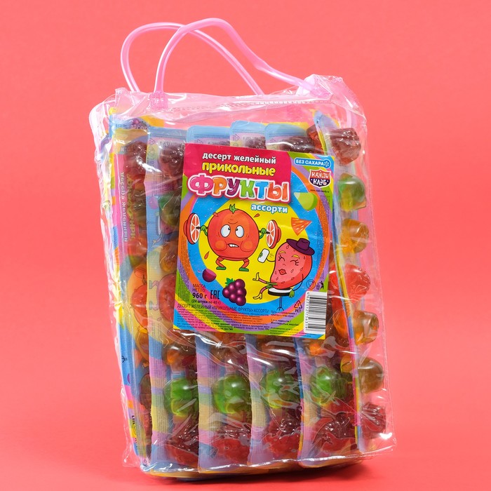 Десерт желейный "Прикольные фрукты" в сумке, 40 г
Десерт желейный "Прикольные фрукты" в сумке, 40 г