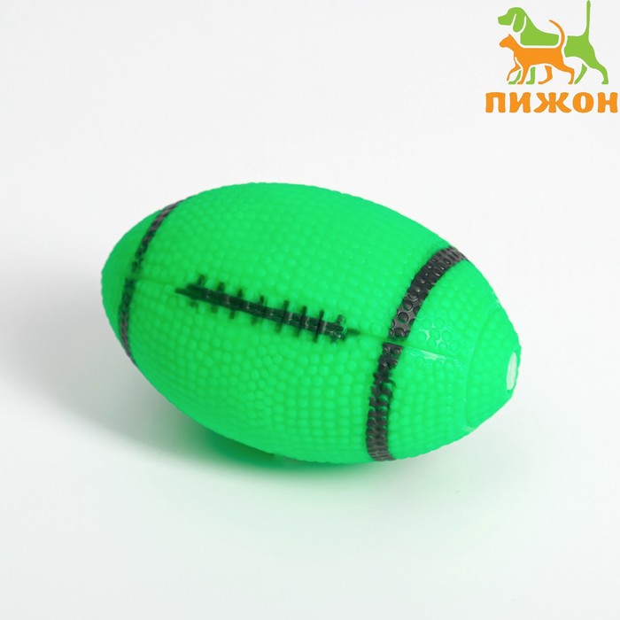 Игрушка пищащая "Регби" для собак, 11 см, зелёная
Игрушка пищащая "Регби" для собак, 11 см, зелёная