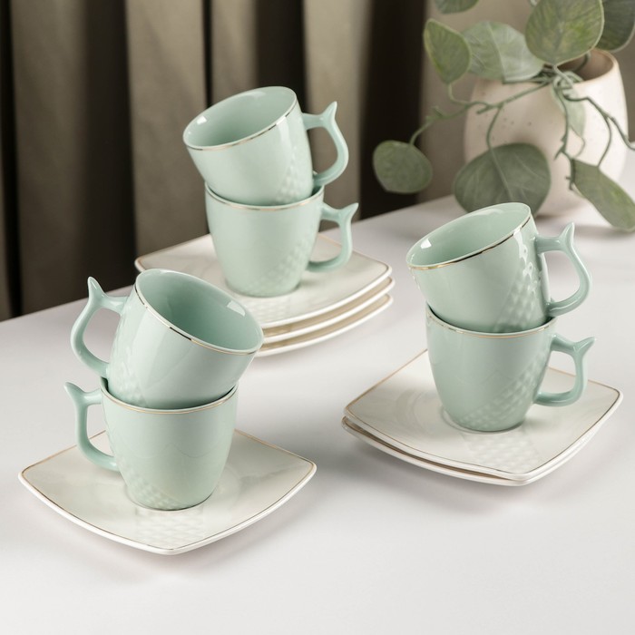 Сервиз кофейный «Нюд», 12 предметов: 6 чашек 100 мл, 6 блюдец d=10,5 см, цвет мятный
Сервиз кофейный «Нюд», 12 предметов: 6 чашек 100 мл, 6 блюдец d=10,5 см, цвет мятный