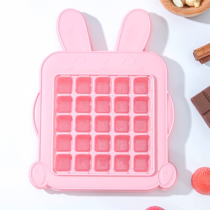 Форма для льда и шоколада «Кролик», 25 ячеек, 16×21×1,5 см, цвет МИКС
Форма для льда и шоколада «Кролик», 25 ячеек, 16×21×1,5 см, цвет МИКС