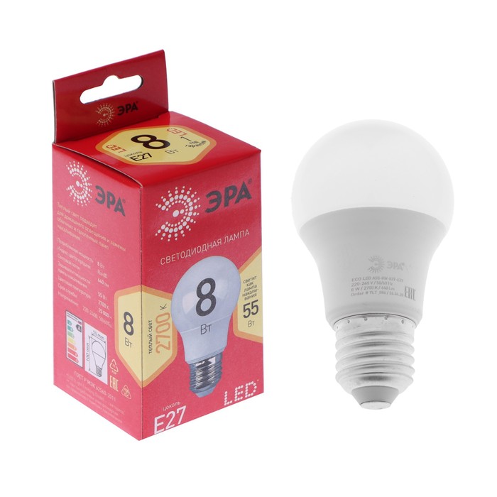 Лампа светодиодная ЭРА RED LINE ECO LED, E27, 8 Вт, 2700 К, 640 Лм, груша, теплый белый
Лампа светодиодная ЭРА RED LINE ECO LED, E27, 8 Вт, 2700 К, 640 Лм, груша, теплый белый