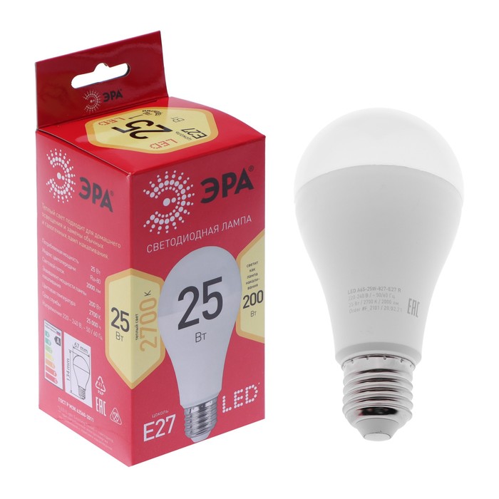 Лампа светодиодная ЭРА RED LINE LED, E27, 25 Вт, 2700 К, 2000 Лм, груша, теплый белый
Лампа светодиодная ЭРА RED LINE LED, E27, 25 Вт, 2700 К, 2000 Лм, груша, теплый белый