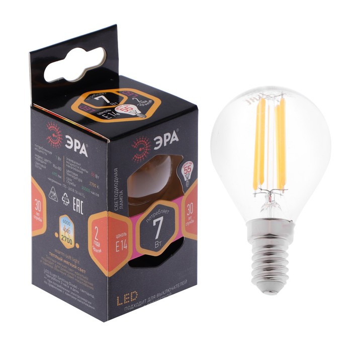 Лампа светодиодная ЭРА "Филамент" F-LED, Е14, 7 Вт 2700 К, 695 Лм, шар, теплый белый
Лампа светодиодная ЭРА "Филамент" F-LED, Е14, 7 Вт 2700 К, 695 Лм, шар, теплый белый