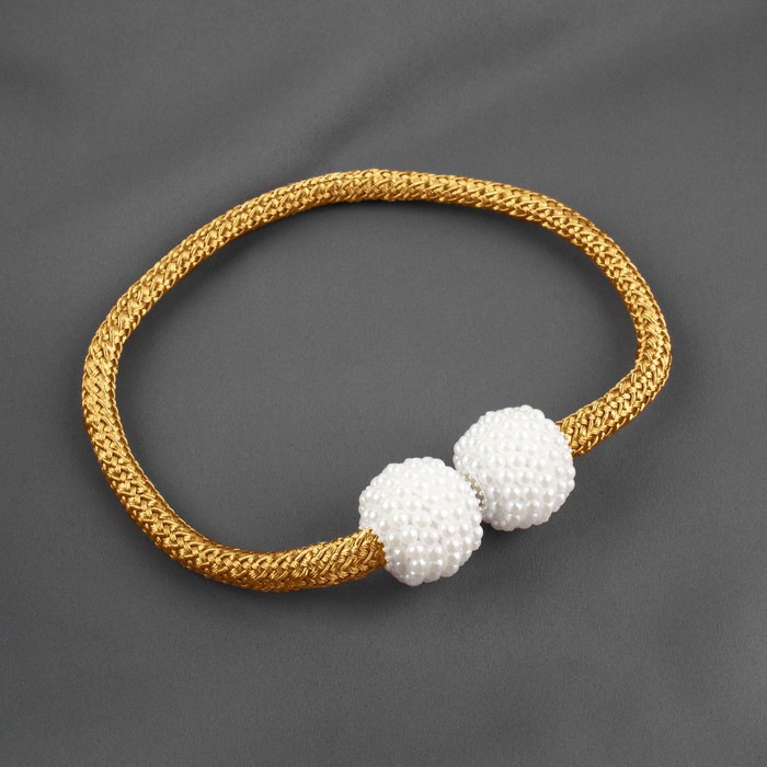 фото Подхват для штор «шарики из бисера», d = 3 × 40 см, цвет белый/золотой арт узор