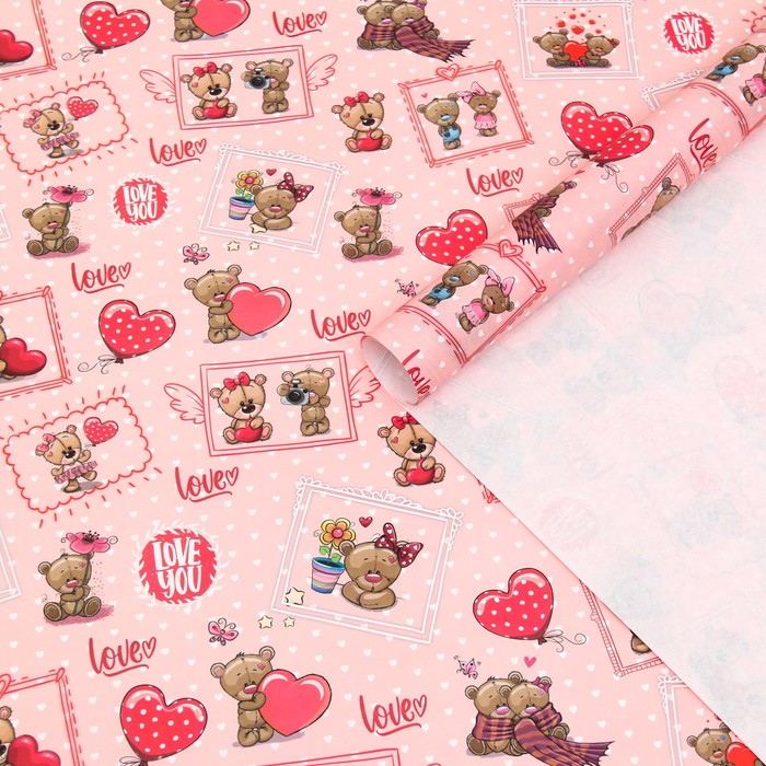 Бумага упаковочная глянцевая "Мишки", 70 х 100 см 
Бумага упаковочная глянцевая "Мишки", 70 х 100 см