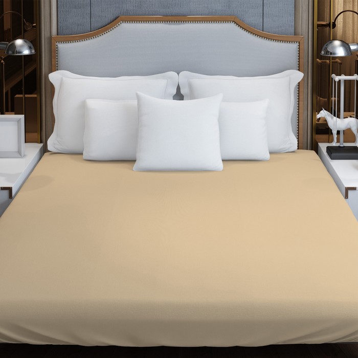 Трикотажная простынь на резинке 160х200х20см песочный кулирка, 120г/м хл100% 
Трикотажная простынь на резинке 160х200х20см песочный кулирка, 120г/м хл100%