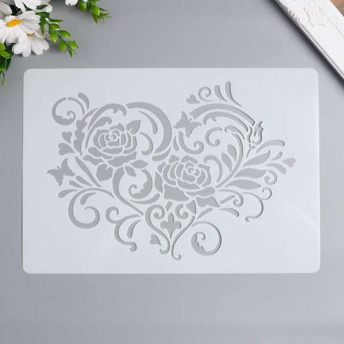 Трафарет пластик "Сердце с розами" 29,7х21 см
Трафарет пластик "Сердце с розами" 29,7х21 см