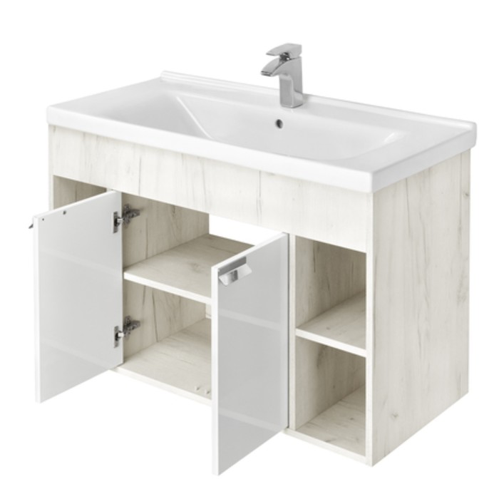 фото Тумба под раковину aquaton «флай 100» цвет белый, дуб крафт