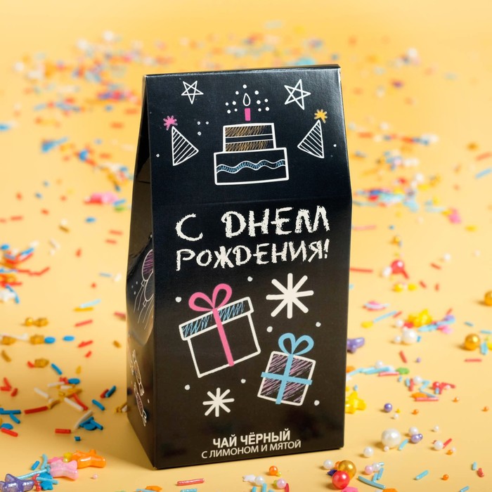 Чай черный подарочный "С Днём Рождения!" с мятой и лимоном, 50 г
Чай черный подарочный "С Днём Рождения!" с мятой и лимоном, 50 г