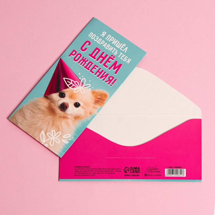 Конверт для денег «С Днем рождения», щенок, 16,5 × 8 см
Конверт для денег «С Днем рождения», щенок, 16,5 × 8 см