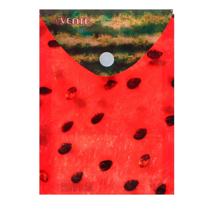 Папка-конверт на кнопке А6 deVENTE вертикальная, 114 х 158 мм, 150 мкм, "Арбуз"
Папка-конверт на кнопке А6 deVENTE вертикальная, 114 х 158 мм, 150 мкм, "Арбуз"