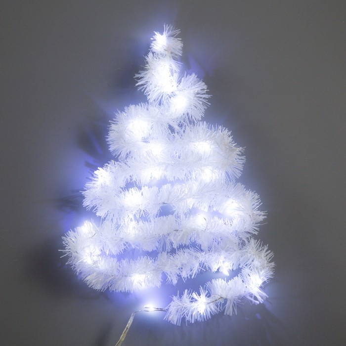 Гирлянда «Мишура» 1 м роса, IP20, белая нить, 22 LED, 8 слоёв, d=3 см, свечение белое, CR2032х2 
Гирлянда «Мишура» 1 м роса, IP20, белая нить, 22 LED, 8 слоёв, d=3 см, свечение белое, CR2032х2