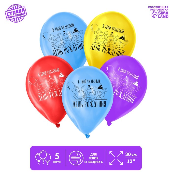 Шар латексный 12" «В твой чудесный день рождения», 5 шт.
Шар латексный 12" «В твой чудесный день рождения», 5 шт.