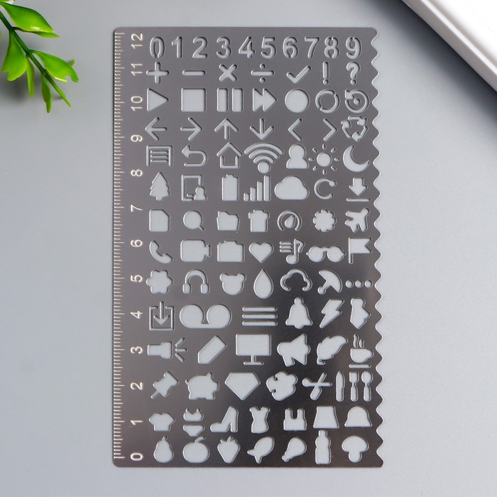 Трафарет металл+линейка "Символы" 12,5х7,5 см
Трафарет металл+линейка "Символы" 12,5х7,5 см