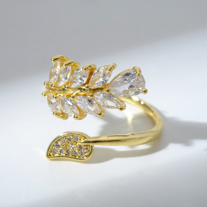 Кольцо "Лист" с колоском, цвет белый в золоте, безразмерное
Кольцо "Лист" с колоском, цвет белый в золоте, безразмерное