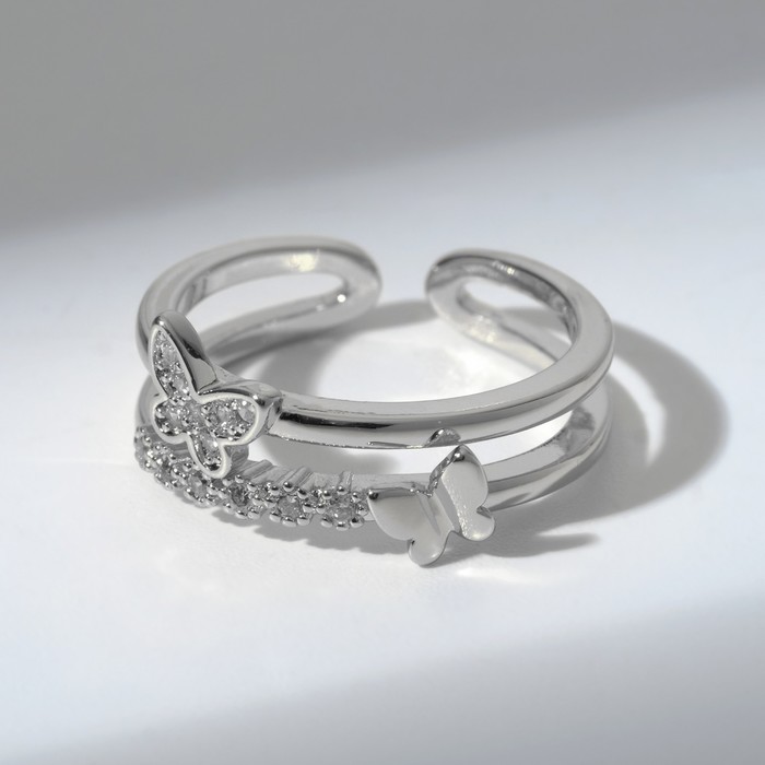 Кольцо "Бабочки" две линии, цвет белый в серебре, безразмерное
Кольцо "Бабочки" две линии, цвет белый в серебре, безразмерное