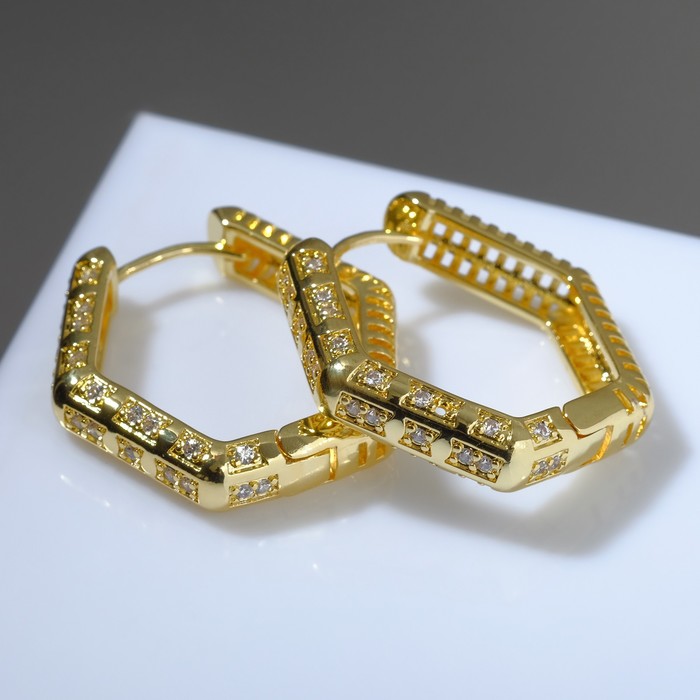 Серьги-кольца "Мини" шестиугольник, цвет белый в золоте
Серьги-кольца "Мини" шестиугольник, цвет белый в золоте